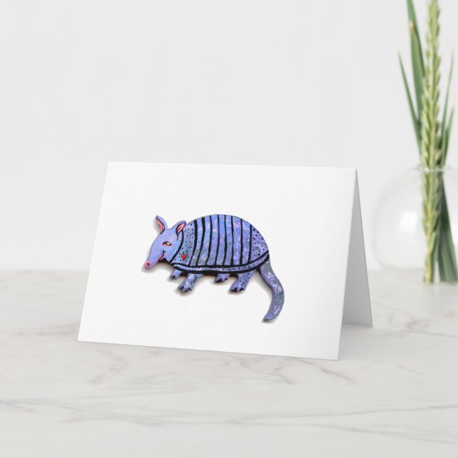 Cartão Armadillo card cute happy funky art armadillos (Frente)