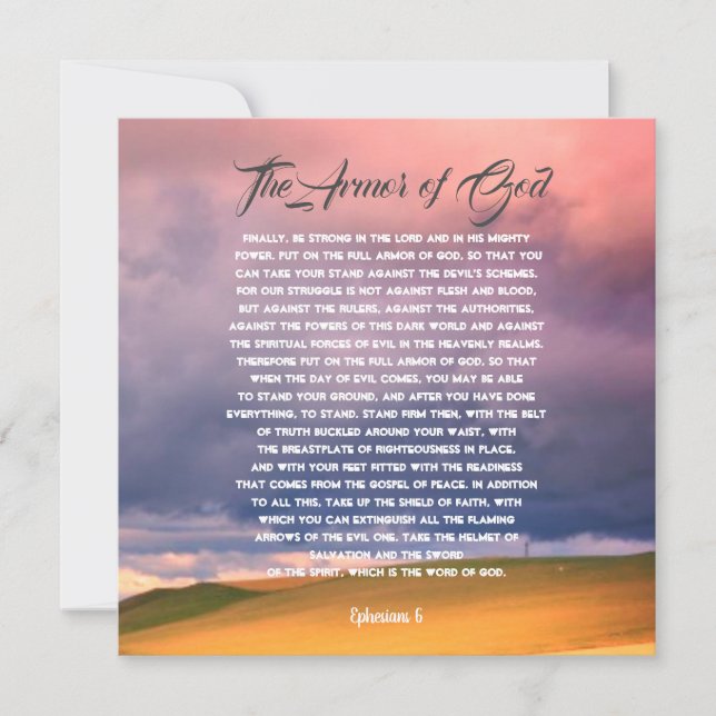 Cartão Armadura de Deus, Ephesianos 6 (Frente)