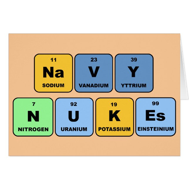 Cartão Armas nucleares elementares do marinho (Frente Horizontal)