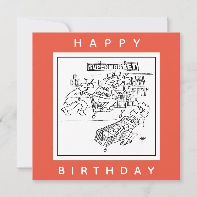 Cartão Armazenar detetives em uma caricatura de supermerc (Frente)