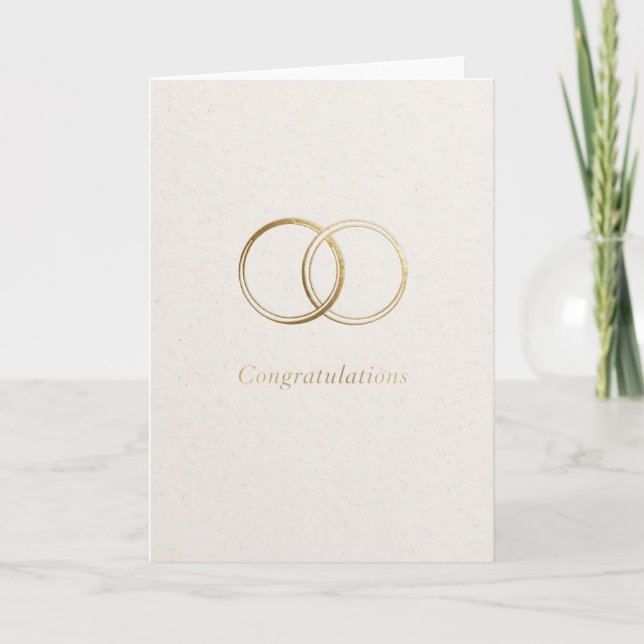Cartão Aros de ouro simples parabéns dia de casamento (Frente)