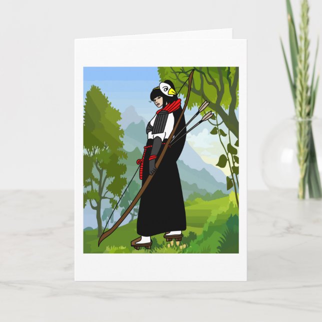 Cartão Arqueiro Com Arco E Seta (Frente)