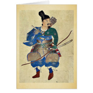 Cartão Arqueiro Ukiyo-e. do guerreiro