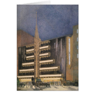 Cartão Arquitetura Art Déco Antiga, Edifício em NYC