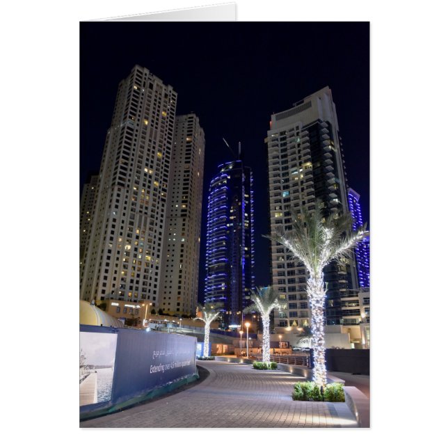 Cartão Arquitetura de Dubai à noite (Frente)