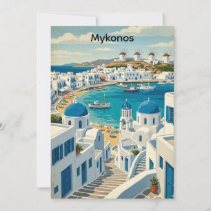 Cartão Arquitetura de Moinhos de Vento Vintage Mykonos Gr