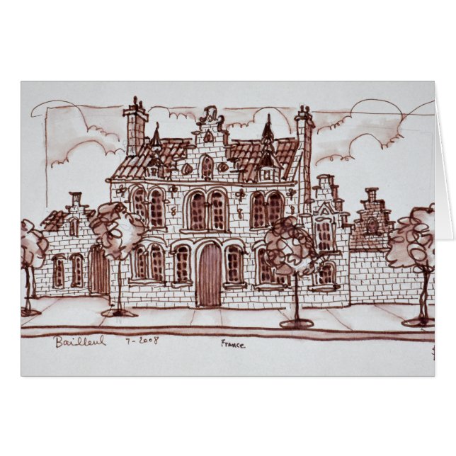Cartão Arquitetura flamenga| Bailleul, França (Frente Horizontal)
