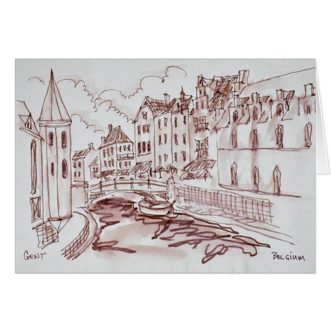 Cartão Arquitetura flamenga| Gand, Bélgica (Frente Horizontal)