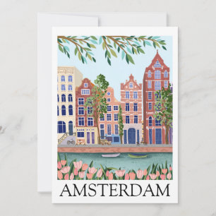 Cartão Arquitetura Retro Vintage Amsterdam Holanda Países