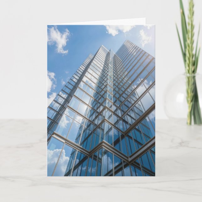 Cartão Arranha-céu de Graduação Com Reflexo de Nuvem (Frente)