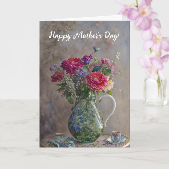 Cartão Arranjo de Flores Arte Vaso Dia das Mães (Orquídea)