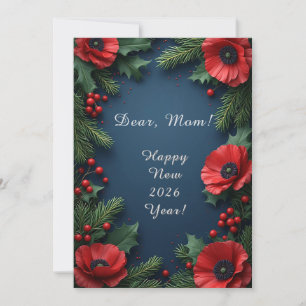 Cartão Arranjo Floral de Natal com Poinsettias