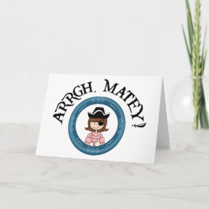 Cartão Arrgh Matey Pirate Girl Notecard