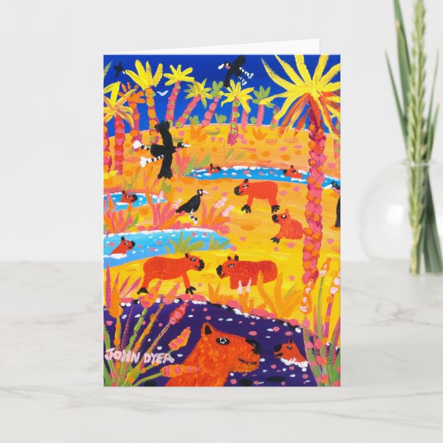 Cartão Art Card: Brazilian Capybara. Pantanal Brazil (Frente)