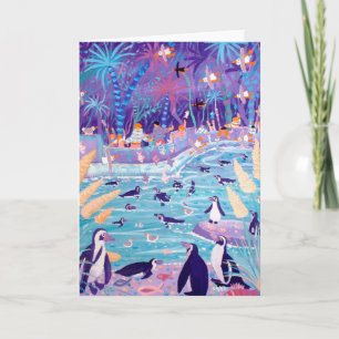 Cartão Art Card: Purple Penguin Party at the Zoo