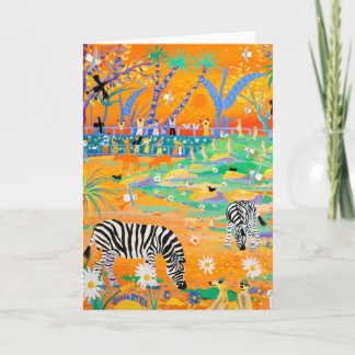 Cartão Art Card: Stripy Safari Sunset at the Zoo. Zebras