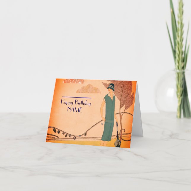 Cartão Art Deco 1930s Aniversário (Frente)