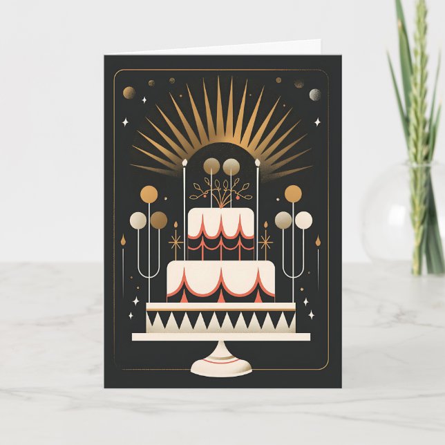 Cartão Art Deco Birthday Cake (Frente)
