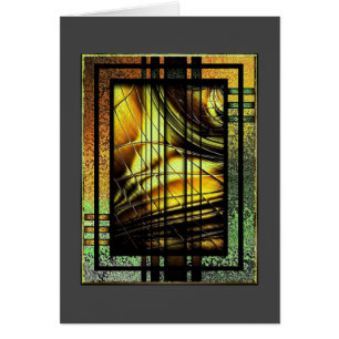 Cartão Art Deco Em Verde E Dourado