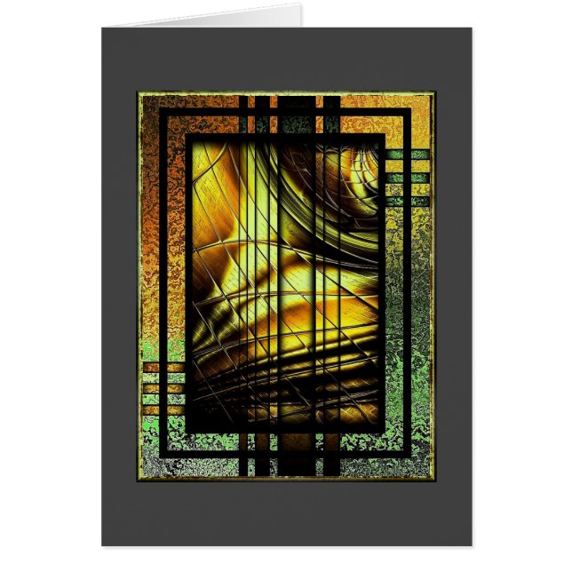 Cartão Art Deco Em Verde E Dourado (Frente)