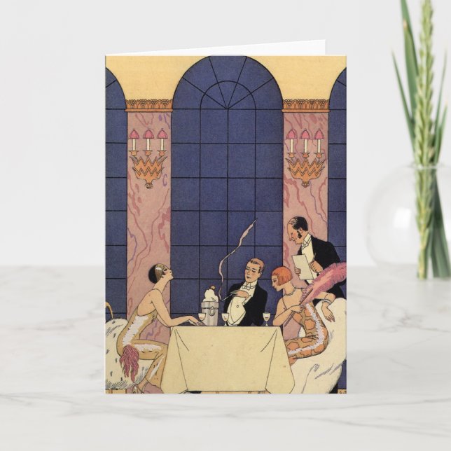 Cartão Art Deco Fine Dining Greeting Card (Frente)