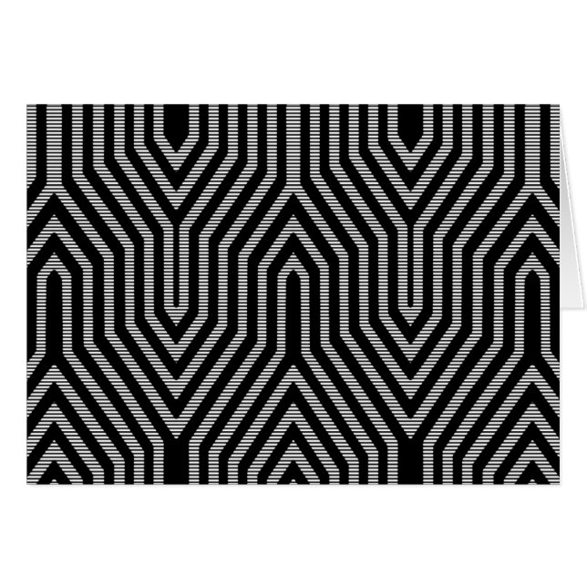 Cartão Art Deco Geométrico - preto e branco (Frente horizontal)