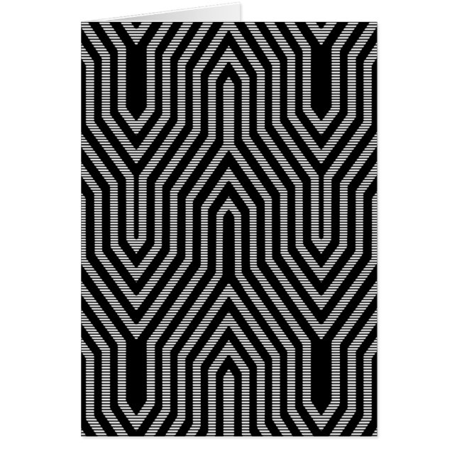 Cartão Art Deco Geométrico - preto e branco (Frente)