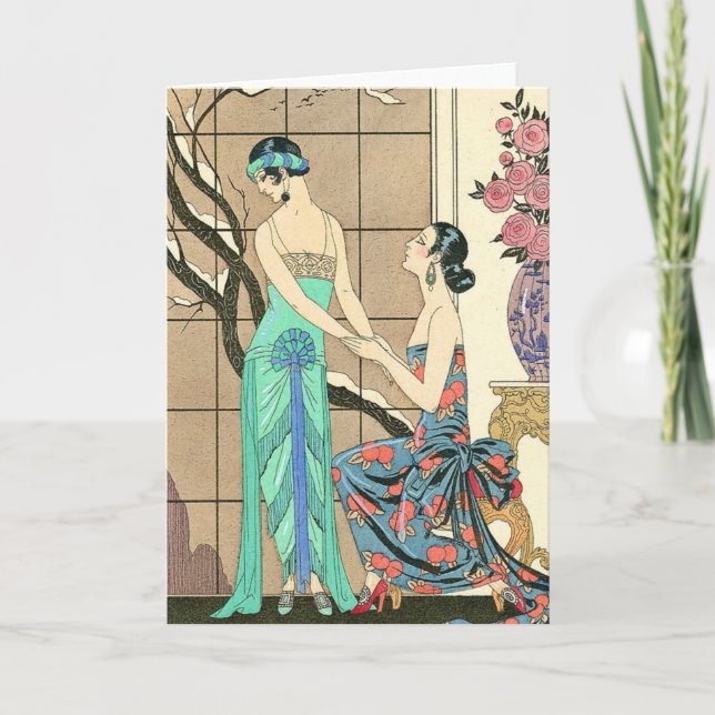 Cartão Art Deco Ladies By the Window Greeting Card (Frente)
