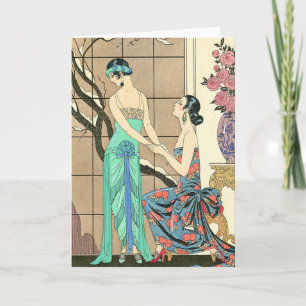 Cartão Art Deco Ladies By the Window Greeting Card
