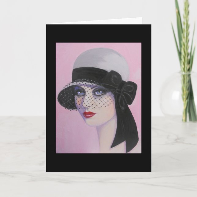 Cartão Art Deco, Lady of Elegance, note card (Frente)