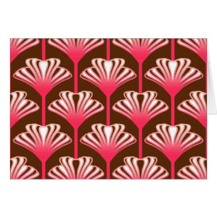 Cartão Art Deco Lily, Castanho Escuro e Coral Rosa