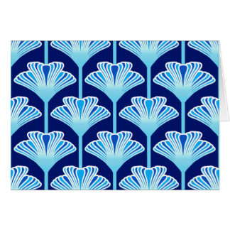 Cartão Art Deco Lily, Cobalt Blue, Aqua e White