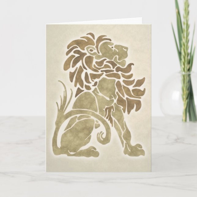 Cartão Art Deco Lion Note Card - stone (Frente)