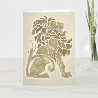 Cartão Art Deco Lion Note Card - stone