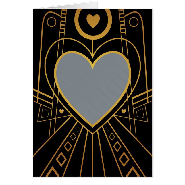 Cartão Art Deco Love Heart Border (Frente)