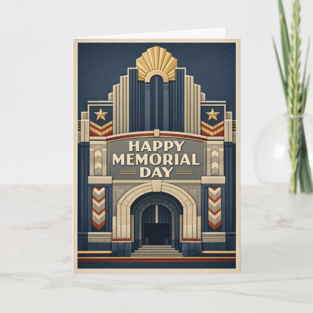 Cartão Art Deco Patriotic Architecture Memorial Day (Frente)