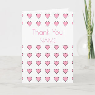 Cartão Art Deco Pink Hearts Pattern Obrigado