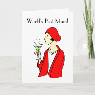 Cartão Art Deco Red Hat Mother's Day