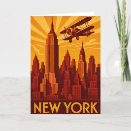 Cartão Art deco style New York skyline greetings card