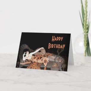 Cartão Art Deco Twenties Lounging Lady Birthday card