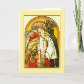 Cartão Art Nouveau Alfons Mucha aniversário da República