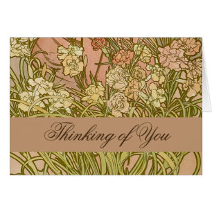 Cartão Art Nouveau Alfonse Mucha Floral