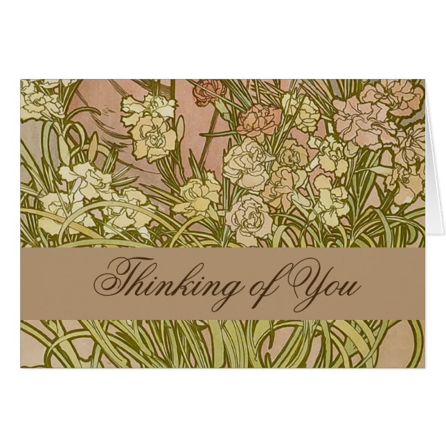 Cartão Art Nouveau Alfonse Mucha Floral (Frente Horizontal)