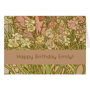 Cartão Art Nouveau Alfonse Mucha Floral