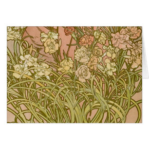 Cartão Art Nouveau Alfonse Mucha Floral
