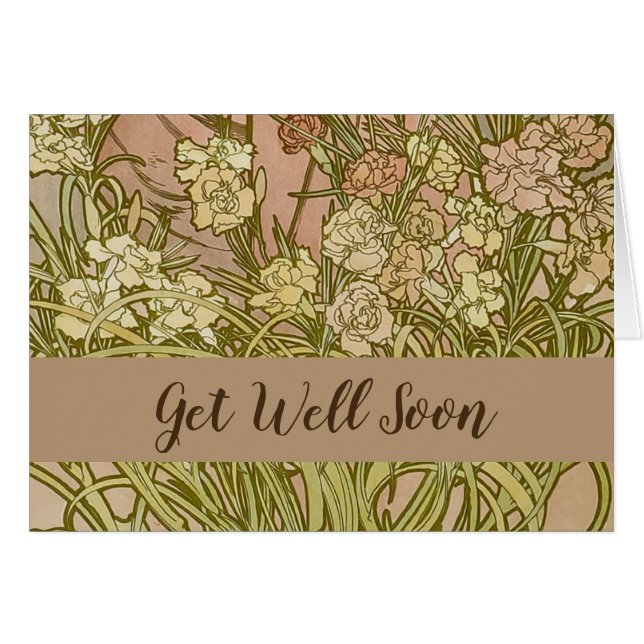 Cartão Art Nouveau Alfonse Mucha Floral (Frente Horizontal)