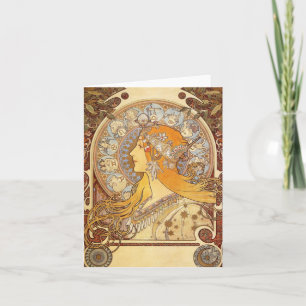 Cartão Art Nouveau Alphonse Mucha Zodiac Note Card