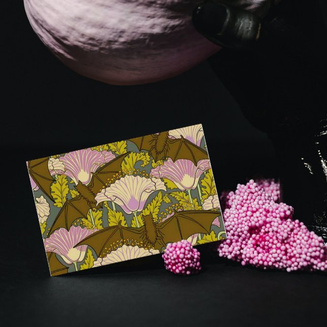 Cartão Art Nouveau Bats and Flowers (Criador carregado)