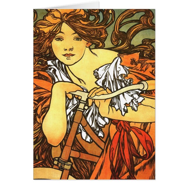 Cartão Art Nouveau Bicicleta Mucha Art (Frente)