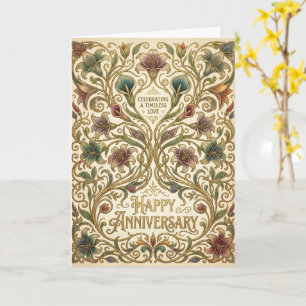 Cartão Art Nouveau Botânico Floral Feliz Aniversário